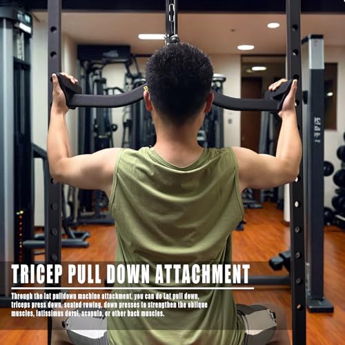 BLUSLM Lat Pull Down Bar T bar Row Attachment, V Bar Tricep Lat Pulldown Attachments, Back Strength Training Bar for Home Gym Exercise Cable Machine Attachments - color: Black 8 PIECES