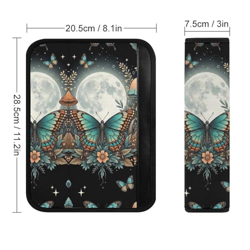 Soft Padded Car Seat Straps Shoulder Pads for Elderly Support, All Vehicles, 1 Pair Moth Gothic Butterfly Moon Shoulder Protector Anti-Slip Pad - color: Pattern 1176