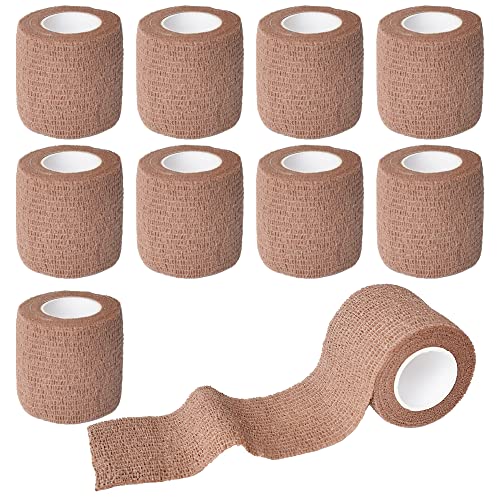 2 Inches Self Adhesive Bandage Wrap Cohesive Wrap, 9 Pack, Brown | Self Stick Wrap for Ankle, Wrist, Finger, Sports, Breathable Cohesive Vet Tape for Pets - color: Brown, size: 2 Inch