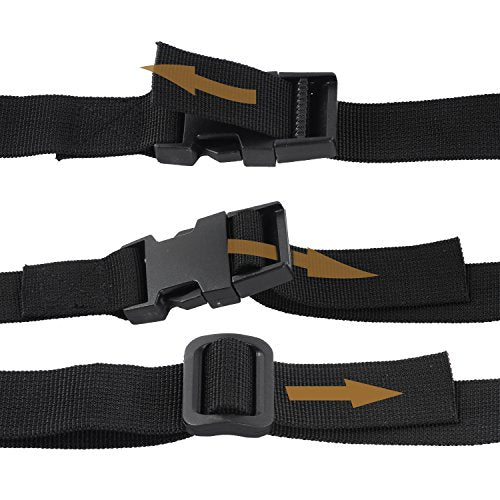 Wisdompro Luggage Strap, 2 Pack Heavy Duty Utility Straps - 48 inch, Black | Lashing Straps with Quick Release Buckle, Adjustable Nylon Belt for Backpacking, Sleeping Bag Compression, Camping, Hiking - color: Black, size: 48 inches