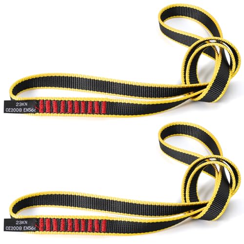 20MM Nylon Climbing Sling Runner 23KN CE2008/EN566 Rock Climbing Webbing Straps for Rock Climbing, Rappelling, Swing, Yoga Hammock etc - size: 60cm/ 24inch |Pack of 2