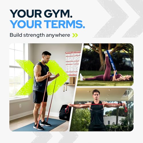 Gym Quality Long Resistance Bands Multi Pack of 5- Loved by Fitness Pros for Group Workouts in Gyms, Boxes, Studios and Bootcamps. Perfect for Pull Ups, Strength Training, Mobility - color: #1 Yellow, X-Light