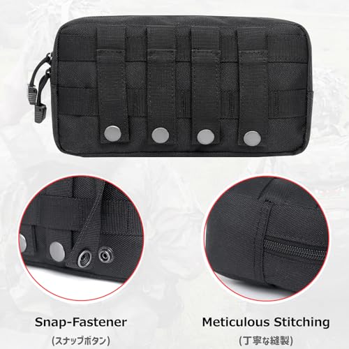 Azarxis Equipment Multi-Purpose Tactical EDC Admin MOLLE Pouch Utility Tools Bag Organizer Military Waist Belt Modular Attachment - color: #01 - Black - 2 Pack