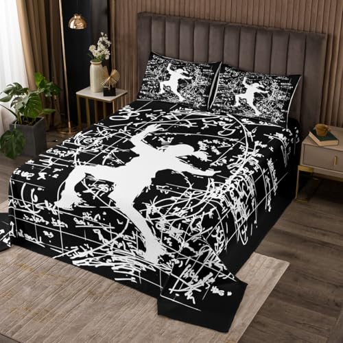 Erosebridal Rock Climbing Quilt Set Twin Size 2 Piece, Climber Bouldering Bedspread Set for Kids Boys Girls Adults, Outdoor Extreme Sports Theme Coverlet Set, Black White Bed Set - color: White Black, size: Twin
