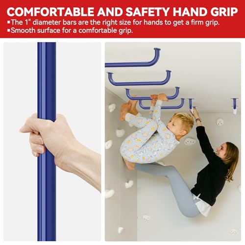 17.3 Inch Playground Handles Monkey Bars Indoor | Metal Grab Handle Hand Grips for Treehouse (Dark Blue, 6 Pack) - color: Dark Blue