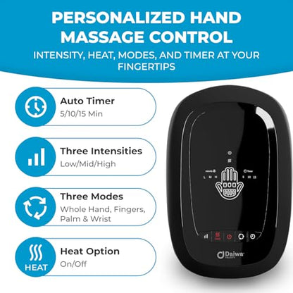 Daiwa Felicity Cordless Electric Hand Massager with Compression, Pressure Point Therapy Massager for Arthritis, Pain Relief, Carpal Tunnel and Finger Numbness, ACU Palm Pro with Heat - style: ACU Palm Pro with Heat