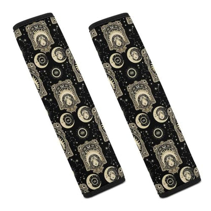2PCS Celestial Face Gothic Mystical Cosmic Sun Moon Seat Belt Cover Soft Padded Neck Strap Covers for Kids, All Vehicles, Comfortable Driving - color: Pattern 245