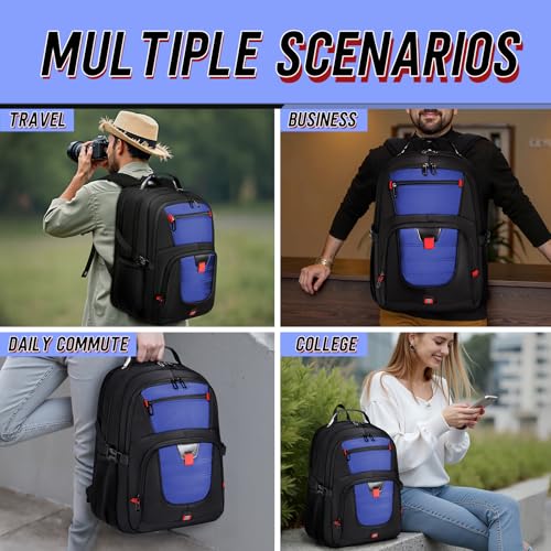 Z-MGKISS 18.4 Large Travel Backpack, USB Computer Bagpack Fits 18.4 Inch Laptop, Business Backpack for Men, TSA Flight Approved, Laptop Backpacks, Blue - color: Blue, size: 18.4IN
