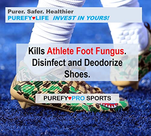 Purefypro Sports Equipment Disinfectant Spray - (4oz, 2pk) Kills 99.9999% MRSA, HIV, Athlete Foot Fungus, Virus and Fungi. No Rinse, No Residue. Sports Pads, Yoga Mats, Shoes, Boxing Gloves Euipment - size: 4 Fl Oz (Pack of 2)