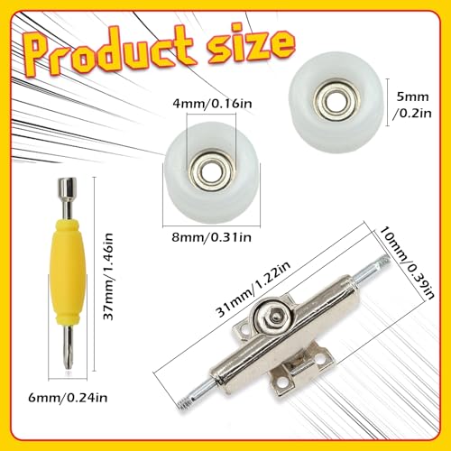 7 Pieces POM White Fingerboard-Wheels Size 7.3mm*4.5mm Tool Set with 1 Screwdrivers 2 Alloy axles - color: White