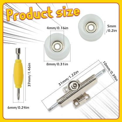 7 Pieces POM White Fingerboard-Wheels Size 7.3mm*4.5mm Tool Set with 1 Screwdrivers 2 Alloy axles - color: White