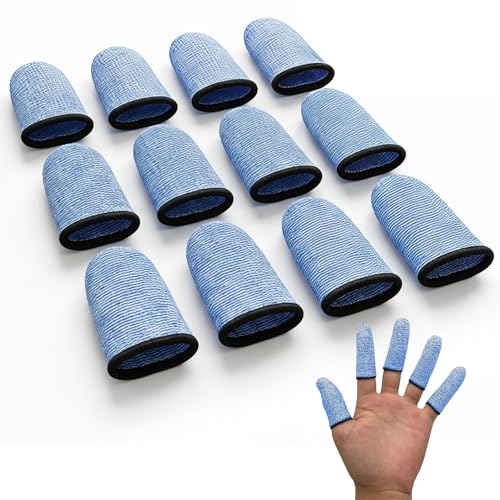 Cut Resistant Finger Cots - 12Pcs Rubber Fingers Tips,Finger Cots Cut Resistant Protection, Finger Sleeve Glove Life Extender for Kitchen, Work, Sculpture, Anti-Slip, Reusable