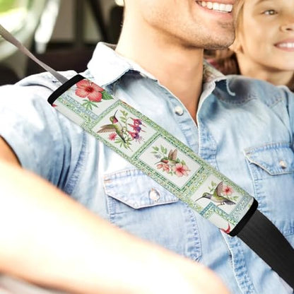 2PCS Hummingbird Spring Flowers Seat Belt Cover Soft Padded Neck Strap Covers for Kids, All Vehicles, Comfortable Driving - color: Pattern 893