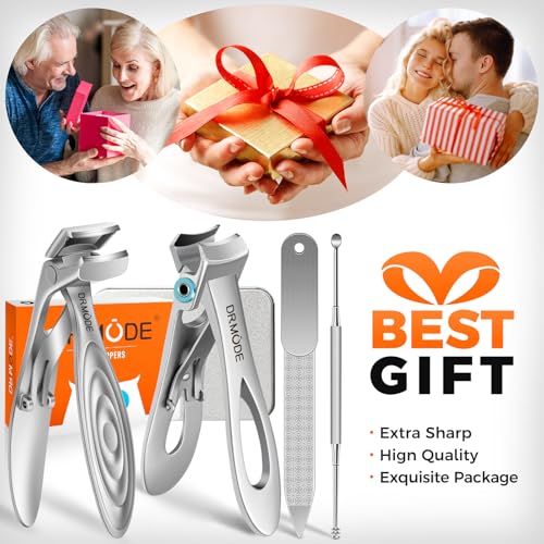 Toenail Clippers for Thick Nails for Seniors, Angled Head Large Toe Nail Clippers for Men with Catcher, Heavy Duty Wide Opening Fingernail Clippers Nail Cutter- Silver - style: Silver Wide Opening & Angled Head