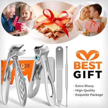 Toenail Clippers for Thick Nails for Seniors, Angled Head Large Toe Nail Clippers for Men with Catcher, Heavy Duty Wide Opening Fingernail Clippers Nail Cutter- Silver - style: Silver Wide Opening & Angled Head