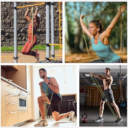 VEICK Pull Up Assist Resistance Bands for Home Gym | 100% Natural Latex, Non Slip Leather Texture, Space Saving, Versatile for Full Body Training, Home Gym - color: Green/Purple Set of 5