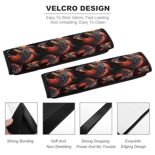 2 Pack Horror Fire Dragon Car Seat Straps Shoulder Pads Soft Padded Shoulder Harness Cover for Adult Use, Stroller Pushchair High Chair, Pressure Relief - color: Pattern 811