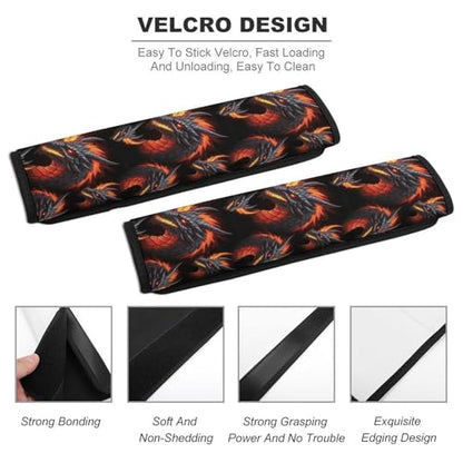 2 Pack Horror Fire Dragon Car Seat Straps Shoulder Pads Soft Padded Shoulder Harness Cover for Adult Use, Stroller Pushchair High Chair, Pressure Relief - color: Pattern 811