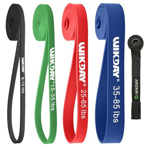 WIKDAY Resistance Bands, Pull Up Bands, Workout Bands for Exercise, Thick Heavy Resistance Band Set with Door Anchor, Elastic Bands for Body Stretching, Training at Home/Gym for Men & Women - color: Multicolor