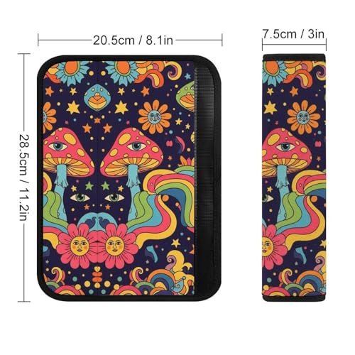 2PCS Breathable Seat Belt Cover for Adults and Children, Most Cars, Flower Trippy Flowers Eye Shoulder Harness Cover, Shock Absorption - color: Pattern 808