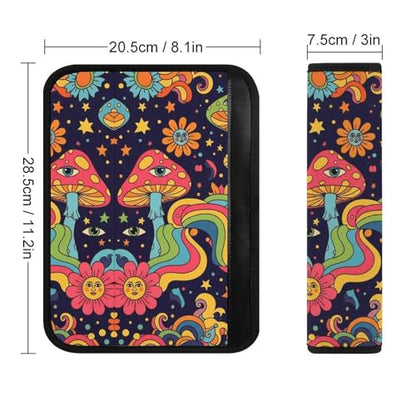 2PCS Breathable Seat Belt Cover for Adults and Children, Most Cars, Flower Trippy Flowers Eye Shoulder Harness Cover, Shock Absorption - color: Pattern 808