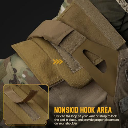 LIVANS Tactical Plate Carrier Shoulder Pads, 2 Pack Shoulder Strap Pad Backpack Strap Cushion Pads Vest Shoulder Pads Bag Strap Pad Backpack Accessories Fit Up to 3.1" Strap - color: Khaki