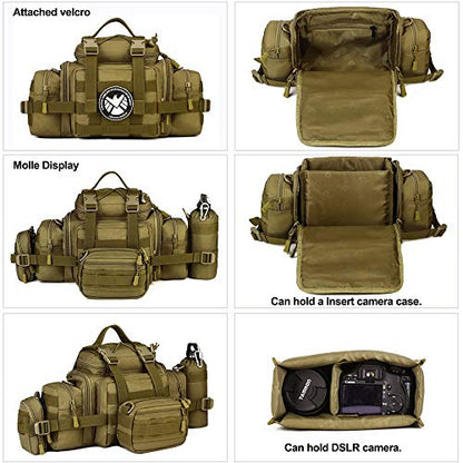 Tactical Assault Gear Sling Pack Hiking Duffle Fanny Packs MOLLE Compact Utility Military Waist Range Bag Heavy Duty EDC Camera Shoulder Backpack (Coyote Brown) - color: Coyote Brown