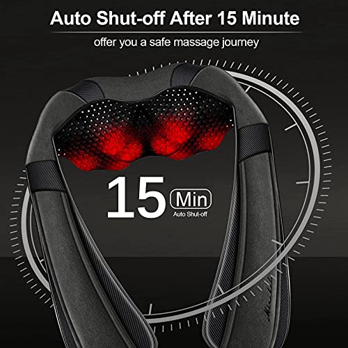 Mirakel Shiatsu Neck & Back Massager with Heat - Deep Tissue Neck, Back & Shoulder Pain Relief - Ergonomic Design Shoulder Massager, Electric Kneading Whole Body Massage Pillow Gifts for Women, Men - color: Gun Gray Green