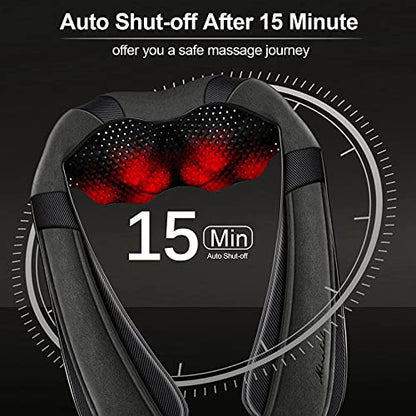 Mirakel Shiatsu Neck & Back Massager with Heat - Deep Tissue Neck, Back & Shoulder Pain Relief - Ergonomic Design Shoulder Massager, Electric Kneading Whole Body Massage Pillow Gifts for Women, Men - color: Gun Gray Green