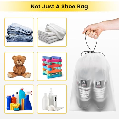 Vorspack Shoe Bags for Travel, 6 Pcs, Transparent, Drawstring, Large | Clear, Shoe Organizer, With Rope, Travel Essentials, For Men Women