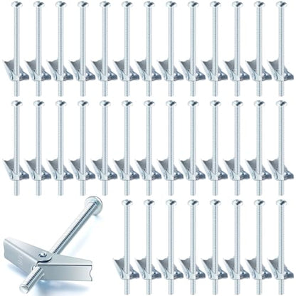 Yaocom 100 Pcs 1/8" x 2" Toggle Bolts Butterfly Screws Anchors Heavy Duty Wall Anchors for Drywall with Wing Nuts for Hanging Heavy Objects on Drywall - size: 1/8" X 2"
