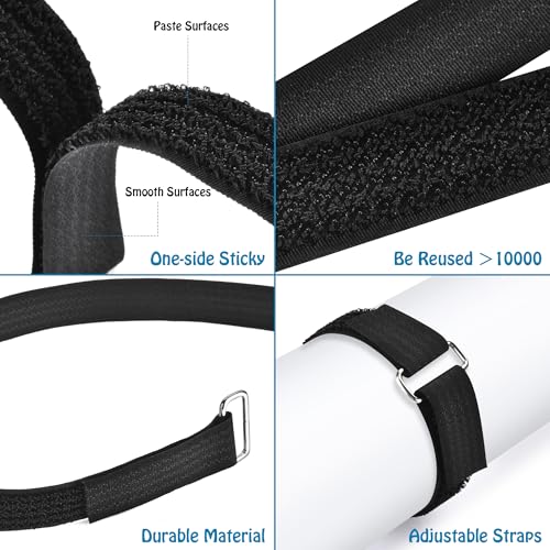 Nettbe 0.75"x19.7ft Hook and Loop Straps with 30 Buckles Adjustable Cut-to-Length Cable Ties - Reusable Nylon Fastening Tape Cable Straps for Storage or Organization (0.75in x 19.7ft) - size: 0.75in x 19.7ft