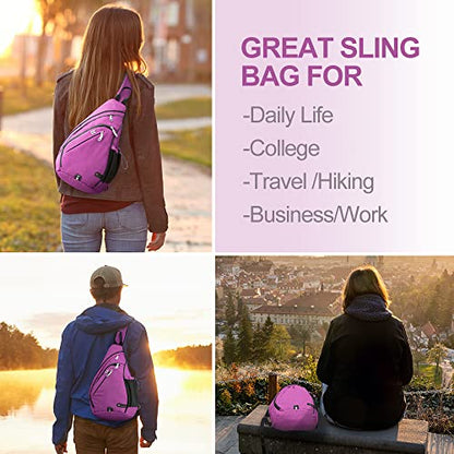 INOXTO Sling Bag, Multipurpose Crossbody Shoulder Bag for Men and Women - color: Purple