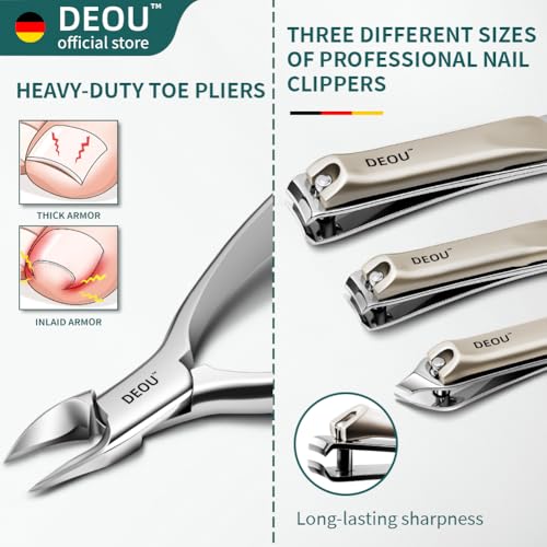 DEOU Kit Grooming Nail Clippers Set 11 in 1 Stainless Steel Professional Manicure Kit Nail Clippers Set for Women, 11pcs Luxurious Personal Care Manicure Nail Gift Set for Travel or Home - color: Gray