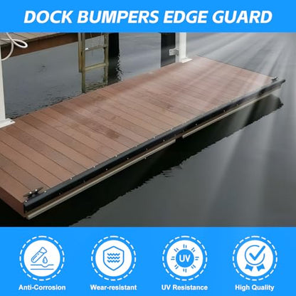 10 Pack Dock Edging Side Gard, 20 Feet Dock Guard with Heavy Wall Sections for Greater Protection – Commercial Grade Double Molded Material (Black) - color: 20 Feet Black, style: Right angle 10pack
