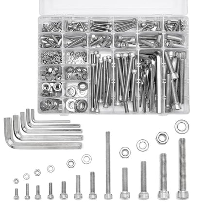 M5 M6 M8 M10 Metric Machine Bolt Assortment 304 Stainless Steel Cylindrical Head Screws and Bolt Hex Socket Head Cap Machine Screws Kit - color: X14-large-365 M5 M6 M8 M10 Socket Cap(silver)