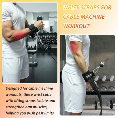 J Bryant Double D-Ring Weight Lifting Wrist Cuffs; Non-Slip Padded Support for Deadlifts, Bodybuilding, Strength Training & Cable Machine Workouts