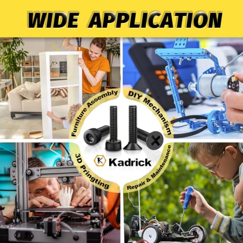 Kadrick M3 Screws Assortment Kit, 2440 Pcs Hex Socket Cap & Phillips Flat Head M3 Bolt Kit, 4-35mm Length, Nuts, Washers & Allen Wrench Included,M3 Bolts for 3D Printing - size: M3 2440Pcs 4-35mm