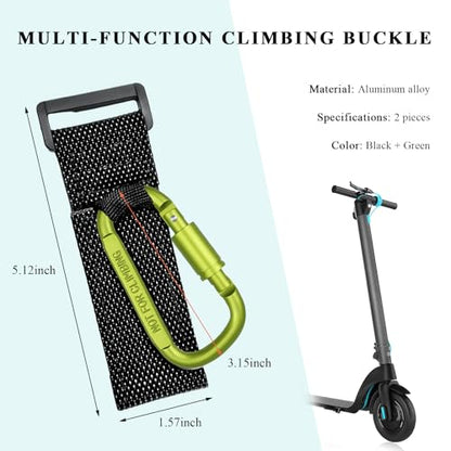 2PCS Hook for Hanging Helmet Goggle Headsets Bags, Heavy Duty Carabiner Clip, Adjustable Strap Hook for Scooter (Green) - color: Green