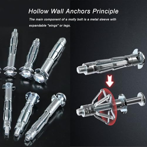 11/32" Drywall Anchor Kit Hollow Wall with Screws,Zinc Plated Steel Molly Bolt,Hollow Wall Drilling Anchors with Screws Drywall Anchors (30pcs, M8) - size: 11/32