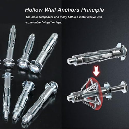 11/32" Drywall Anchor Kit Hollow Wall with Screws,Zinc Plated Steel Molly Bolt,Hollow Wall Drilling Anchors with Screws Drywall Anchors (30pcs, M8) - size: 11/32