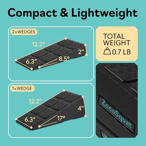 Squat Wedge Block Set of 3/5 - 960 LBS Capacity - Slant Board for Calf Stretching with 5 Stackable Angles - Calf Stretcher Slant Board - Workout Equipment - EPP Material for Exercise Equipment & Physical Therapy - color: Black&Green