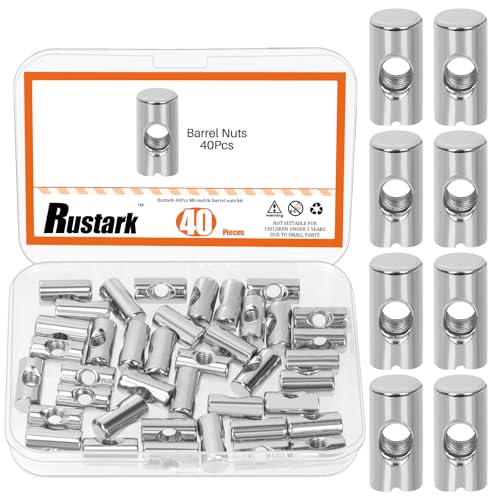 40Pcs M6x20mm Nickle Barrel Nuts Assortment Kit Metric Cross Dowels Slotted Nut Furniture Nuts Cross Dowel Hammer Nut for Wood Furniture Beds Crib Chairs - style: nickle plated 6x20MM barrel nuts