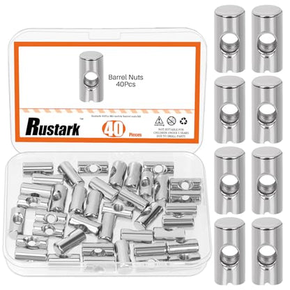 40Pcs M6x20mm Nickle Barrel Nuts Assortment Kit Metric Cross Dowels Slotted Nut Furniture Nuts Cross Dowel Hammer Nut for Wood Furniture Beds Crib Chairs - style: nickle plated 6x20MM barrel nuts