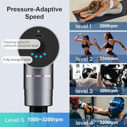 arboleaf Mini Massage Gun Deep Tissue with Metal Heads, Muscle Massager | Premium All-Metal Attachments with a Compact Design and Quiet Motor for Targeted Recovery at Home, the Gym, or on the Go - color: Lightgray