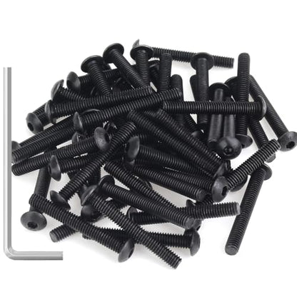 55 Pieces M4 x 30mm Button Head Socket Cap Screws, Thread Pitch 0.7mm, Sutemribor M4 Black Screws, 10.9 Grade Alloy Steel, Black Oxide Finish, Fully Threaded - size: M4 x 30mm, style: Button Head