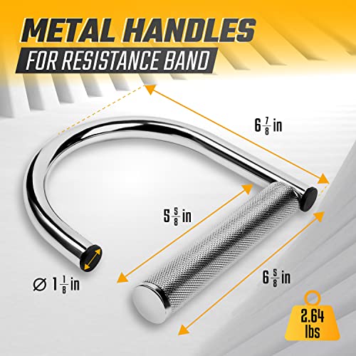 Yes4All 360 Rotation Metal Resistance Bands, Pull Up Handle with Extra-Gripped Knurled Surface, Heavy Duty Industrial Grade Steel Stretch Attachment Handles for Elastic Band Workouts Home Gym