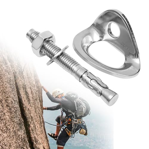 Climbing Anchor Bolt 8 Set, Stainless Steel Bolt Hanger Climbing Hanger Bolts 25KN Heavy Duty Climbing Anchor Hangers for 3/8" Bolt for Home Gyms, Hammocks, Trailer Tie-Downs