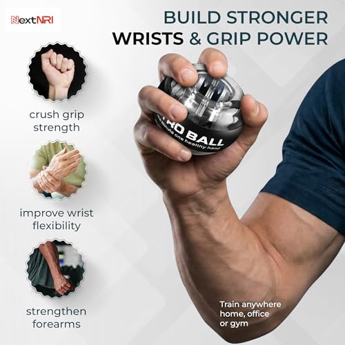Torque Ball Wrist Trainer, Gyro Ball Hand Exerciser 20,000–30,000 RPM | 15–77 lbs Resistance, Forearm Strengthener for Grip, Wrist & Arm Training