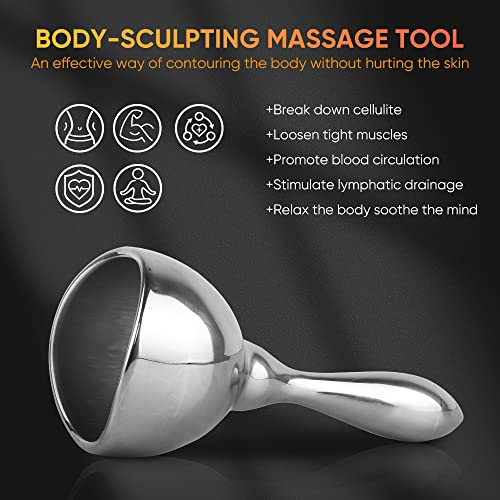ONUEMP Stainless Steel Massage Cup - Ice Gua Sha Muscle Scraper Body Sculpting Cup, Maderoterapia Kit Colombiana for Lymphatic Drainage, Anti Cellulite, Deep Tissue - size: Cup